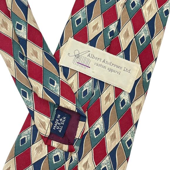 Albert Andrews Ltd Silk Tie Diamond Printed Multi Color Men - Picture 5 of 5
